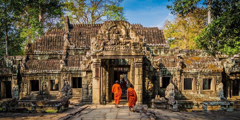 Monks at Angkor Wat in Cambodia