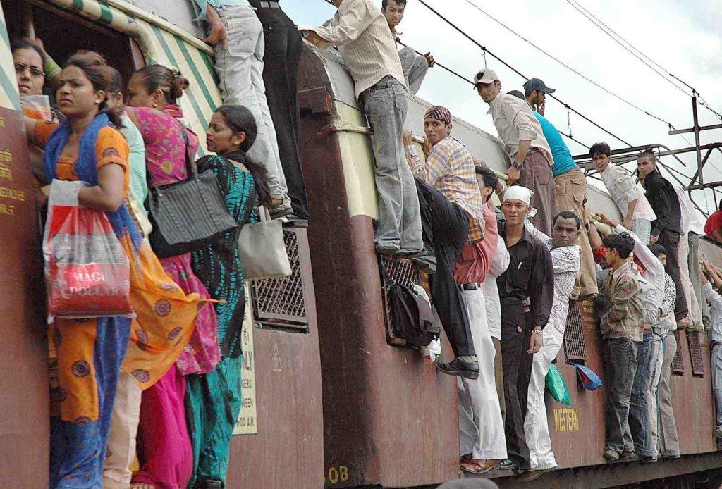 Local trains in Mumbai get very croweded at peak times but are the quickest way to get around the congested city.