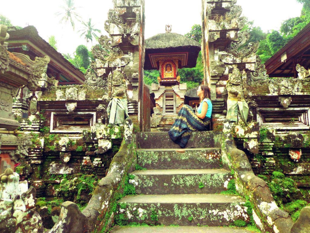 Reflecting in a Balinese temple