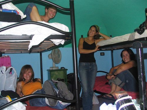 people hanging out in the hostel