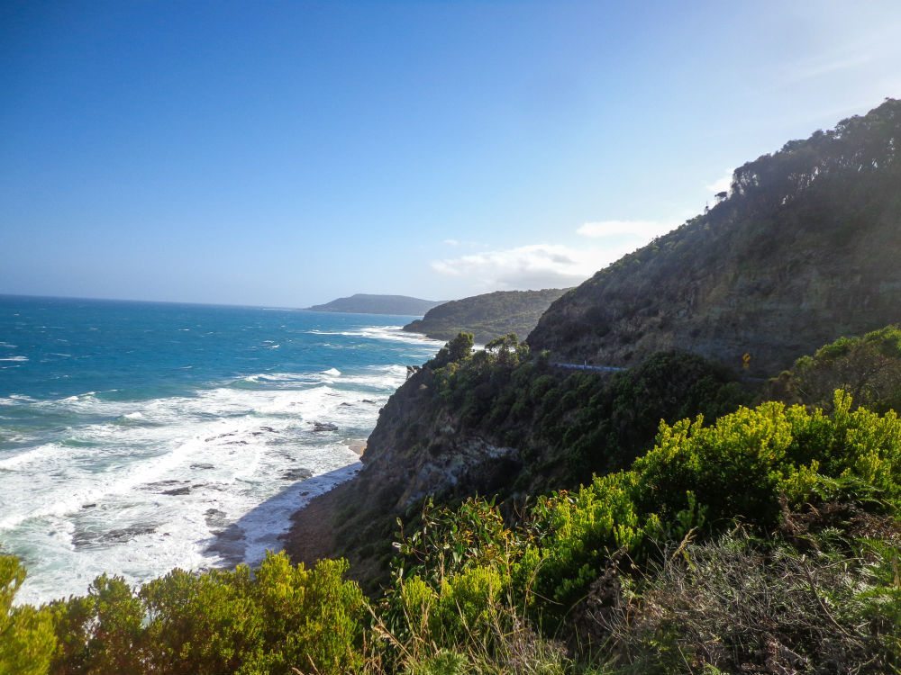 great ocean road snakes over the cliffs