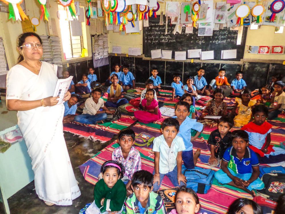 floor classroom at school in India