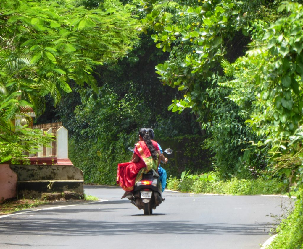 Riding motorbike through the Goan countryside