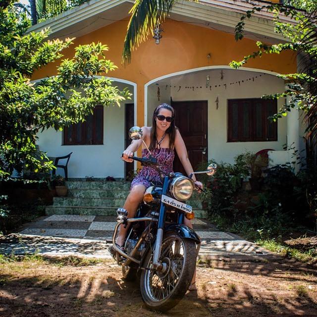 Outside our house in Goa off to explore by motorbike