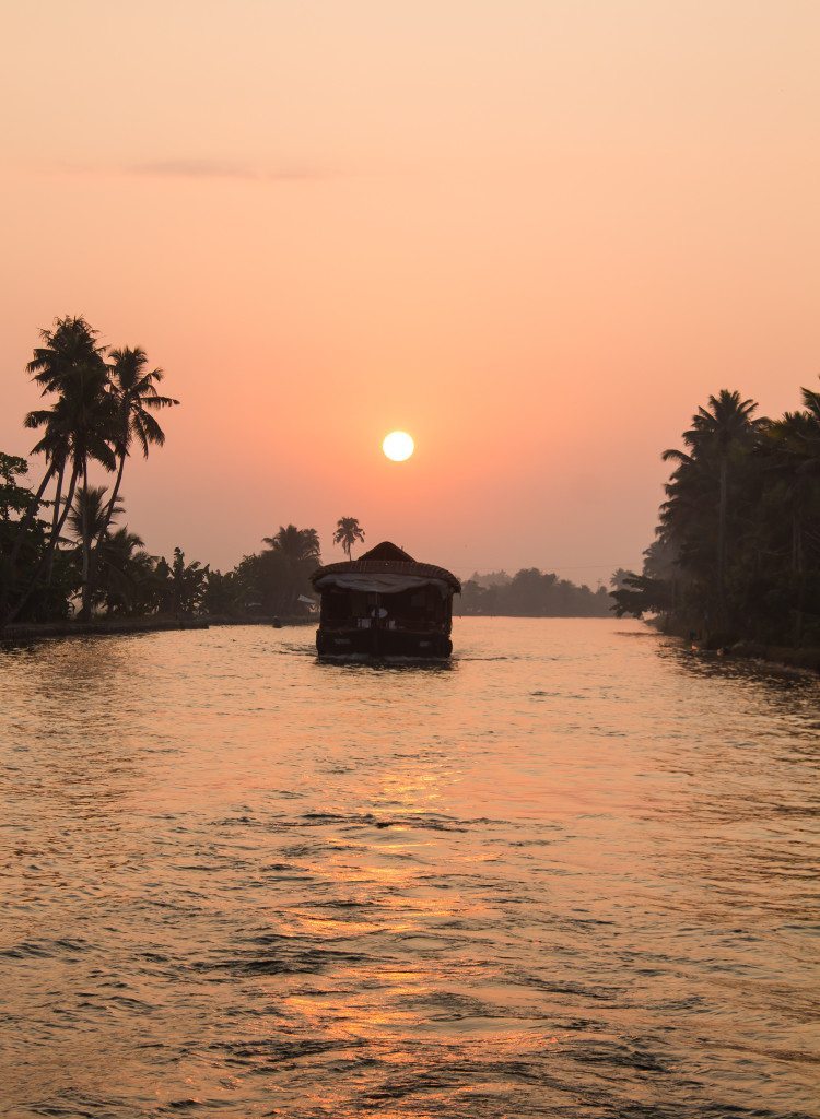sunset kerala backwaters house boat