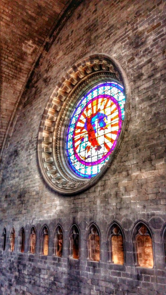  stained glass inside Girona cathedral 