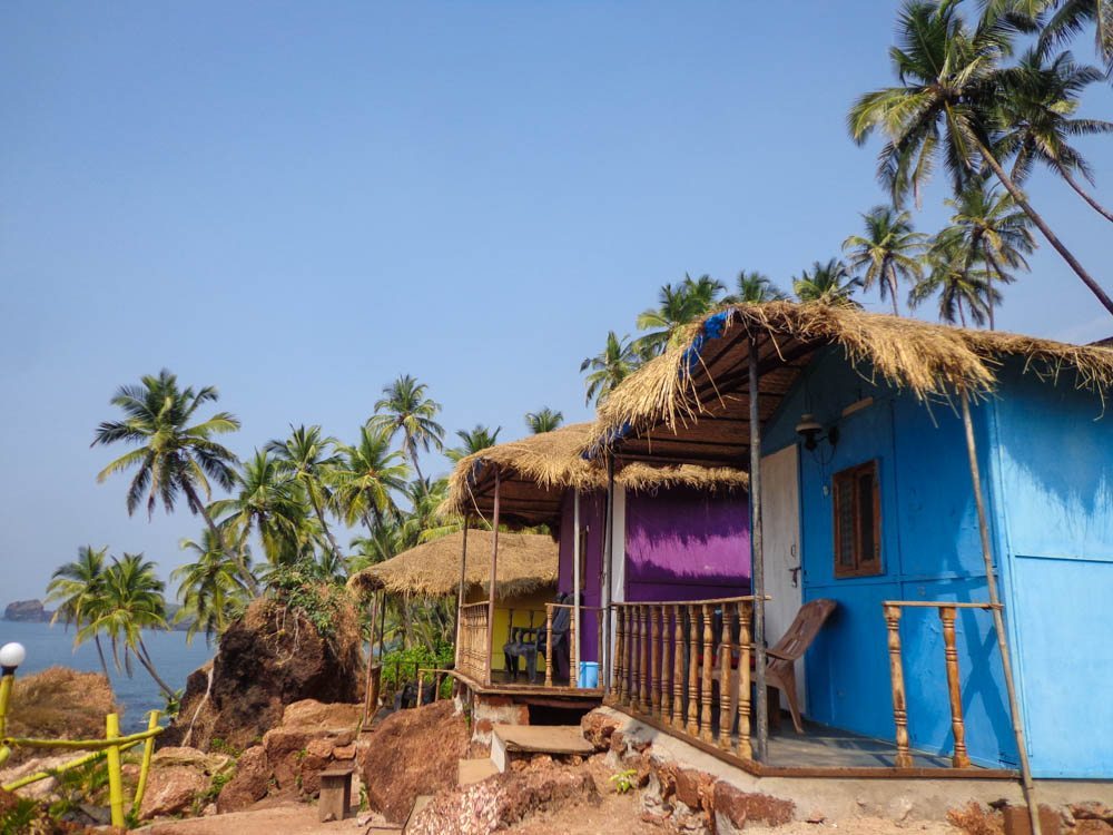 Cute beach huts in Goa 