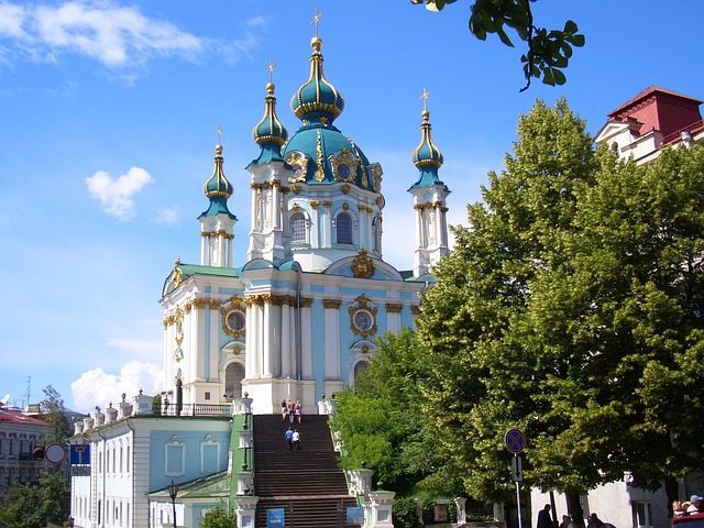 St Andrew's Church in Kiev. Ukraine is one of the cheapest places to travel in Europe 