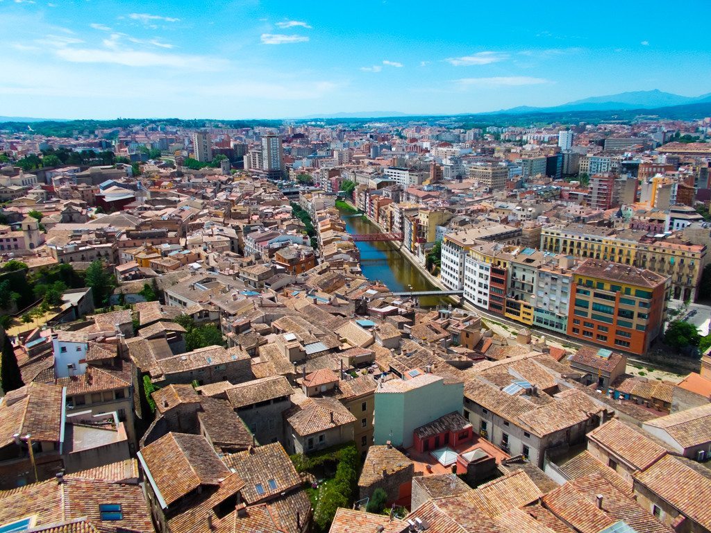 view over Girona from girona cathedral