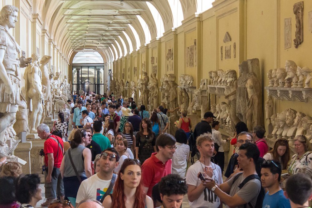 The crowded corridors of the Vatican Museums
