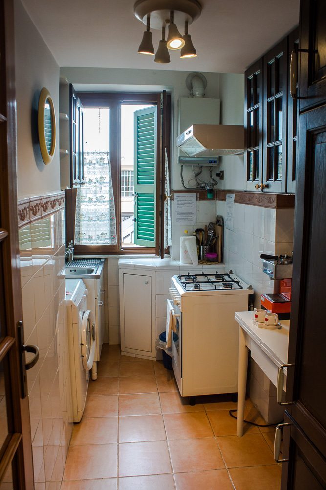 The kitchen in our vacation rental experience in Rome apartment