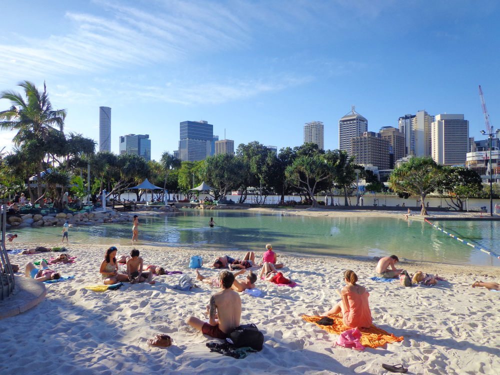 The free beach on the lovely South Bank in Brisbane