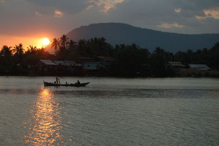 Sunset over the river in Kampot