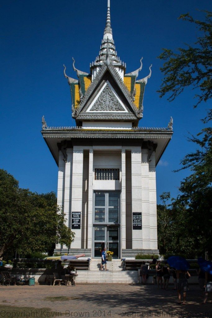 The memorial to the victims of the Khmer Rouge at the Cheoung Ek killing fields
