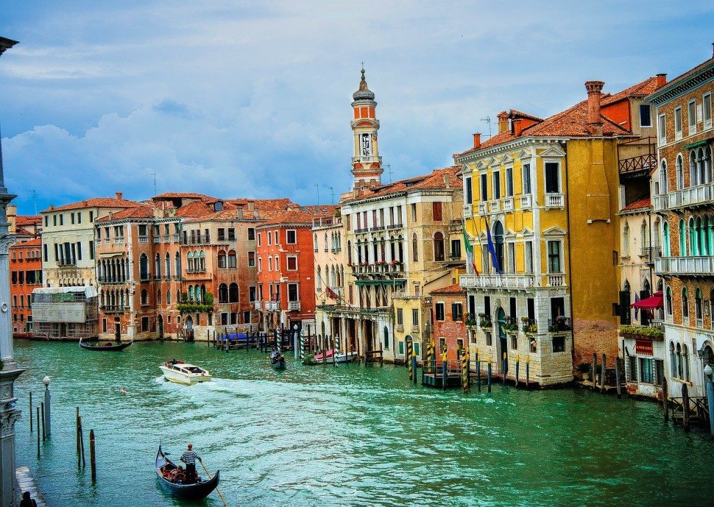 Canals and colourful houses of Venice