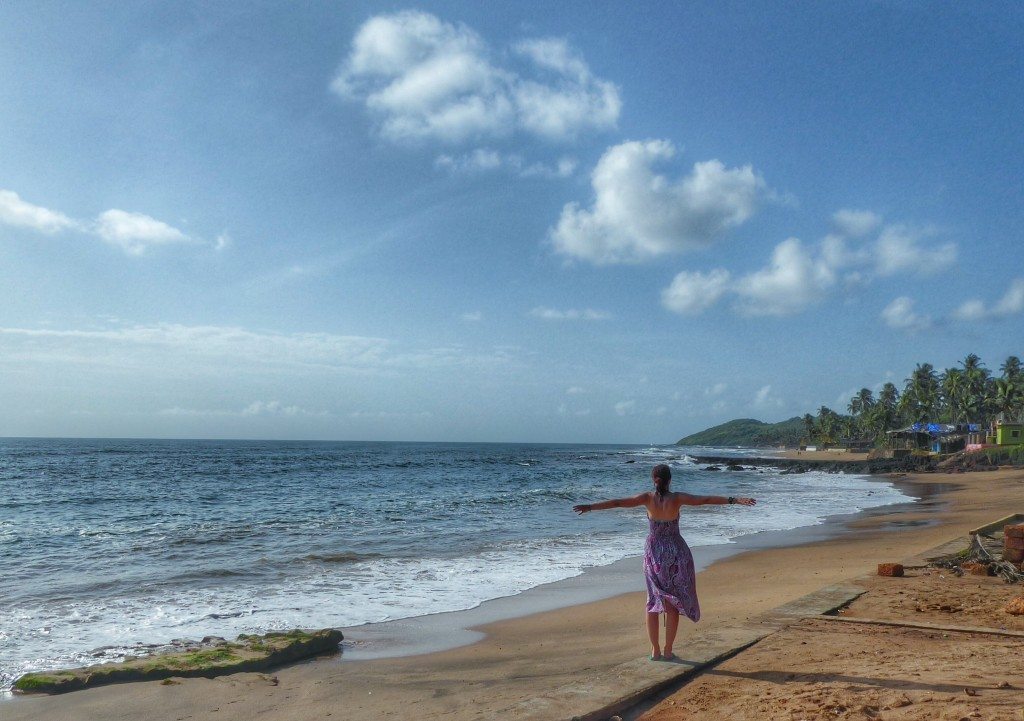 Enjoying a glorious day on Anjuna Beach all to myself!