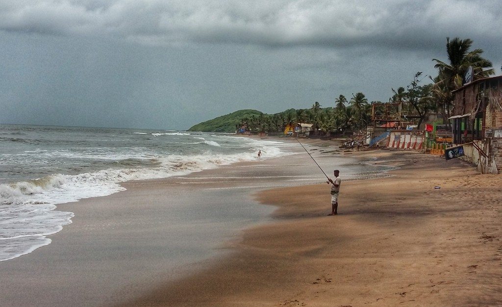 Deserted Anjuna beach in Goa in monsoon