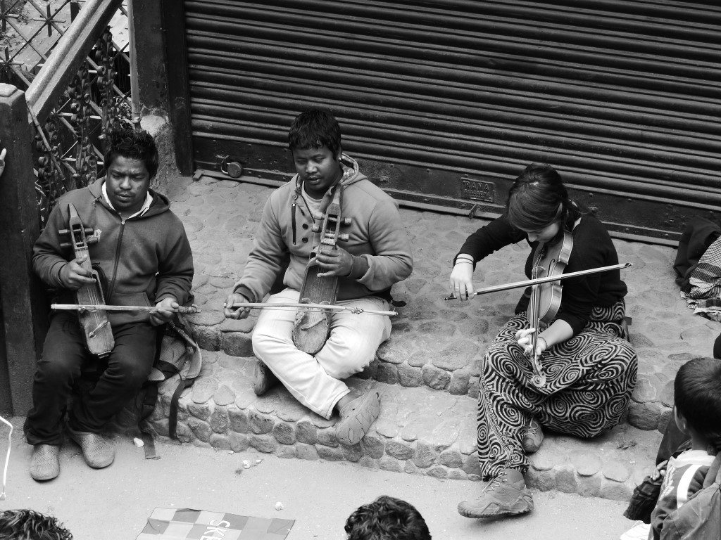 Busking with 2 Nepali musician