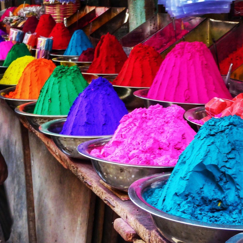 Coloured dyes for rangoli in Devaraja Market