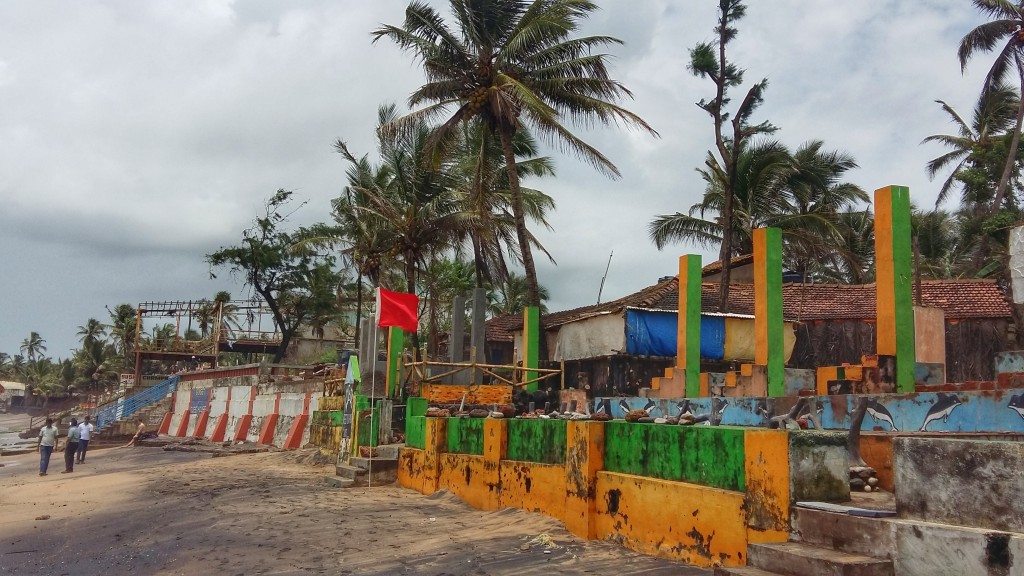 Beach shacks closed for monsoon season on Anjuna Beach, Goa