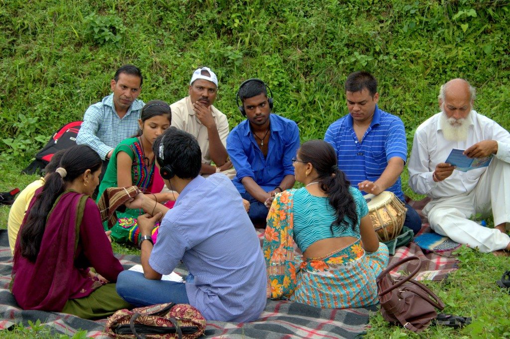 at a field recording in a close by village