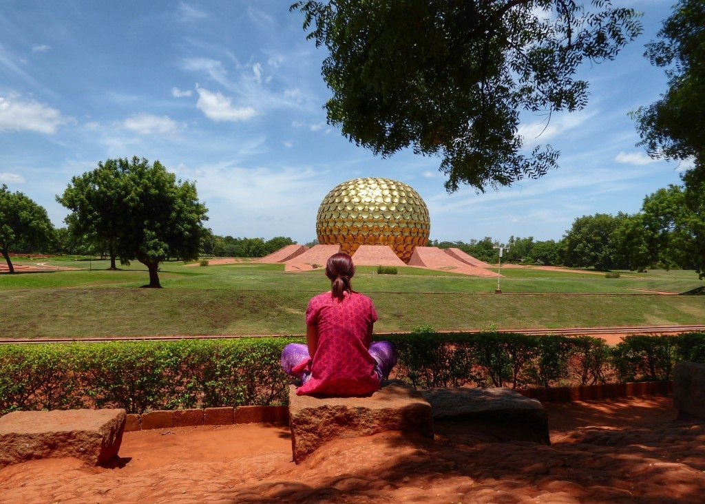 Feeling reflective at Auroville, Tamil Nadu