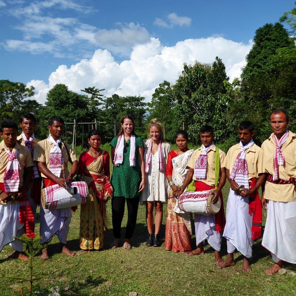 Receiving a tradtional welcome and dance is Assam, North East India