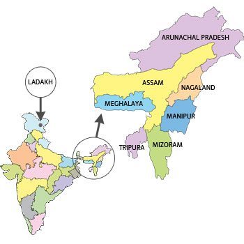 Map of North East India