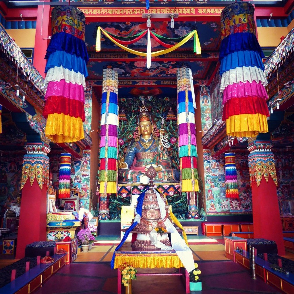 Inside a beautiful and colourful Tibetan Buddhist monastery in Tawang, Arunachal Pradesh, North East India