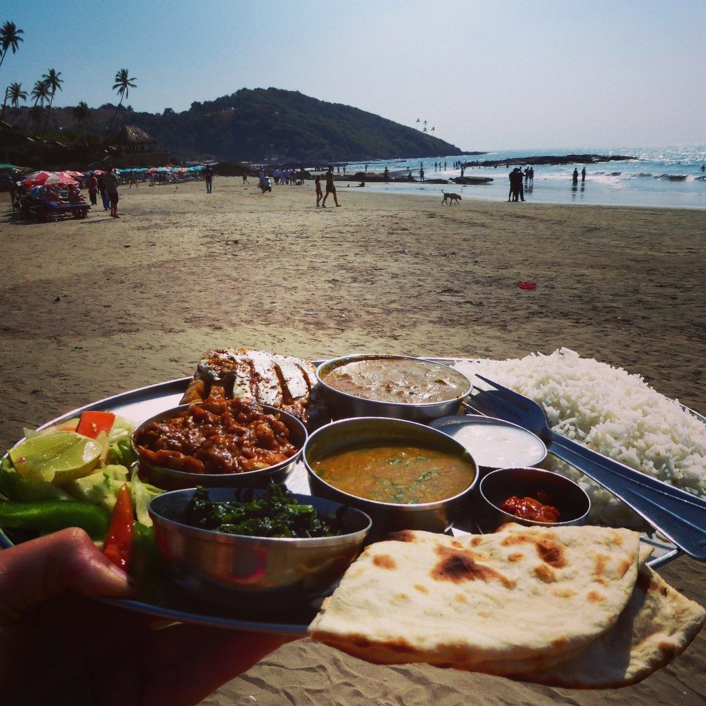 Thali at Fishtail Shack on Vagator Beach