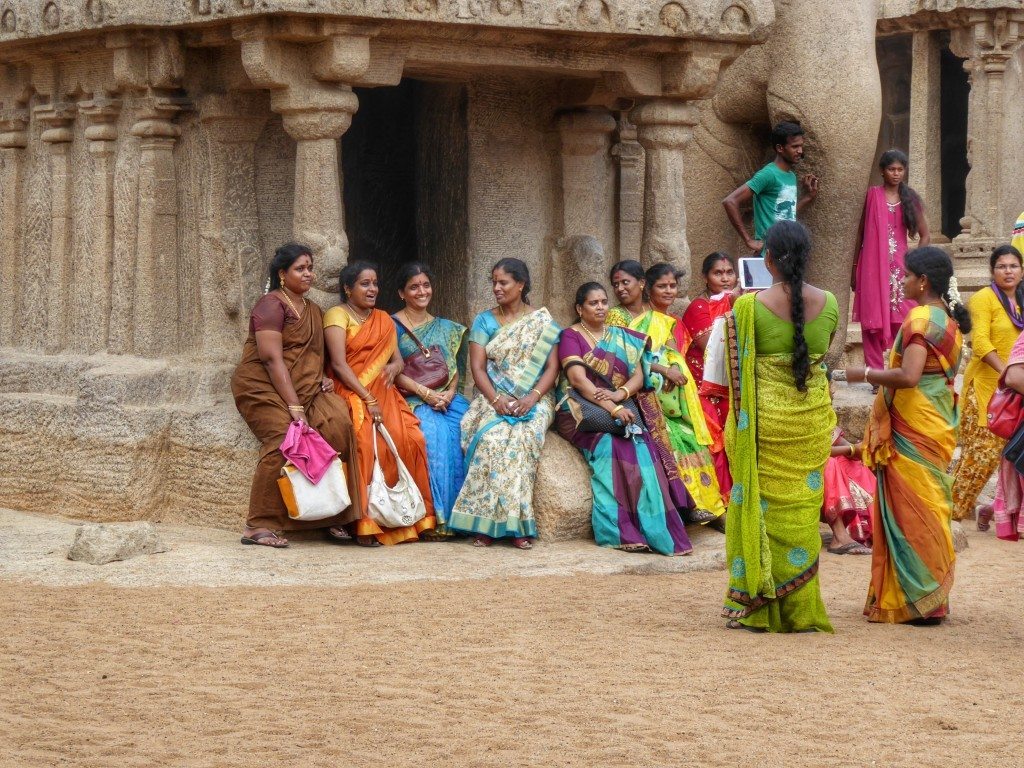 colourfully dressed Indian women