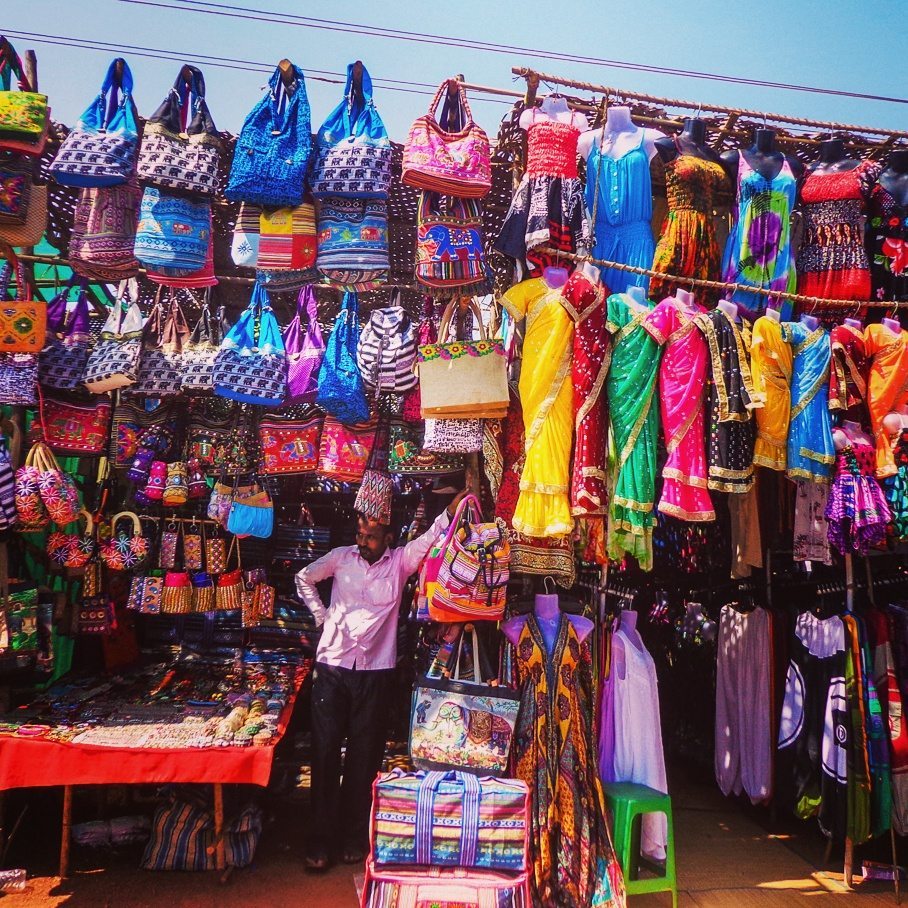 Stalls at Anjuna Flea Market, Goa, India