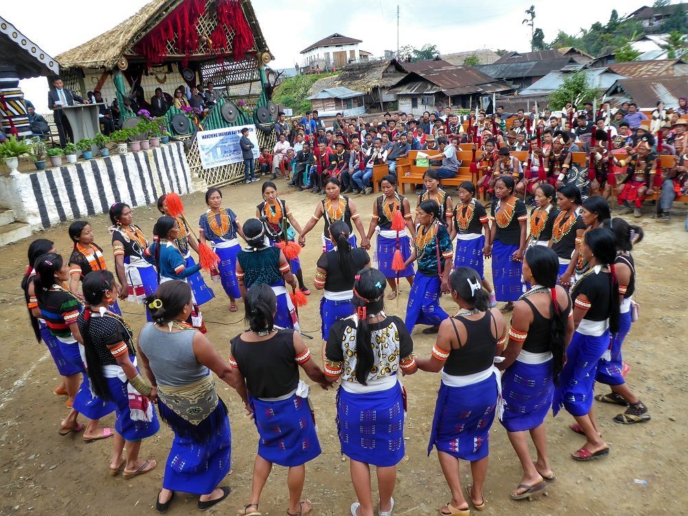 Konyak tribes dancing at the Aoling Festival in Nagaland