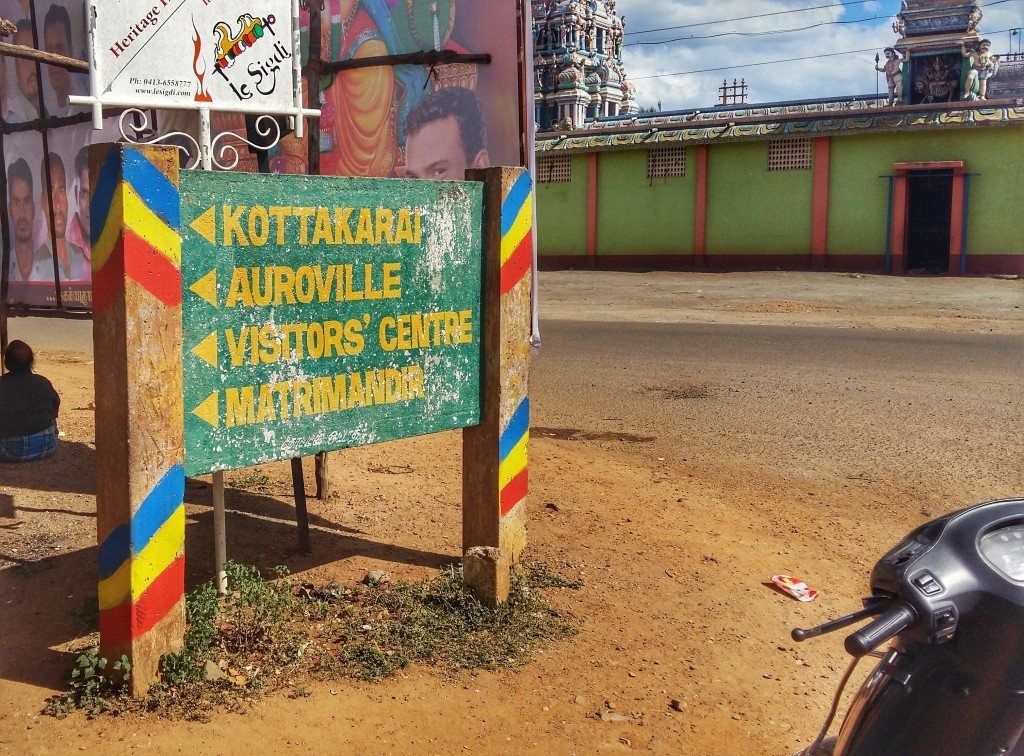 Signposts while driving to Auroville