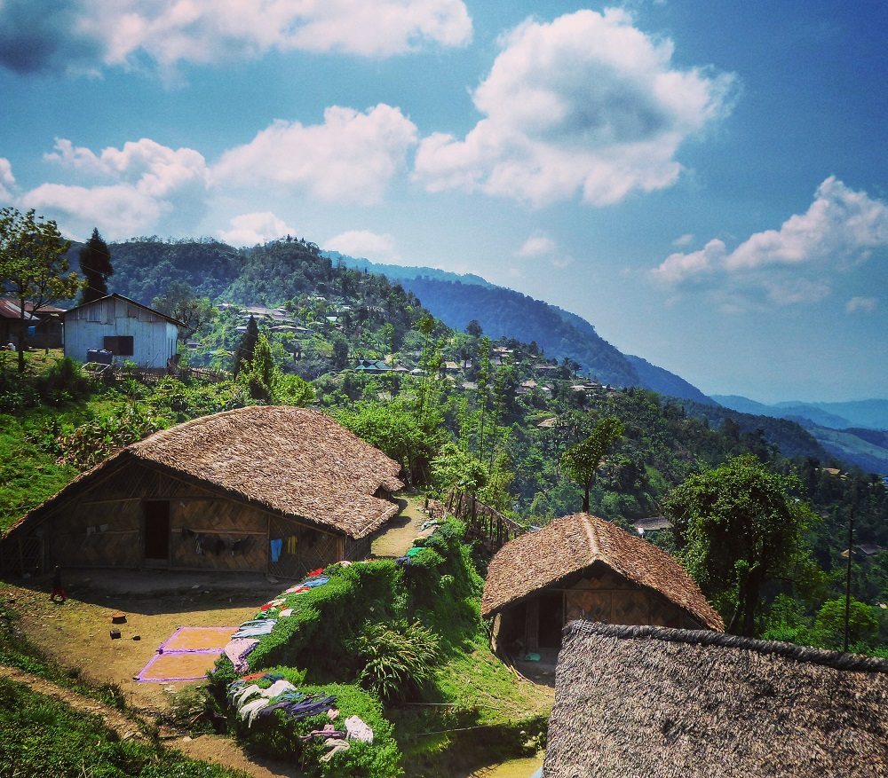 Konyak tribal houses in Longwa village