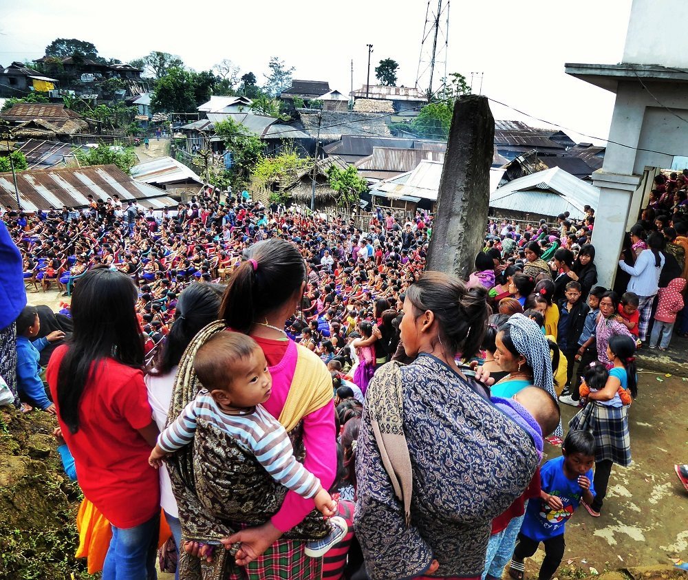 Crowds at the Aoling Festival celebrations in Wakching, Nagaland