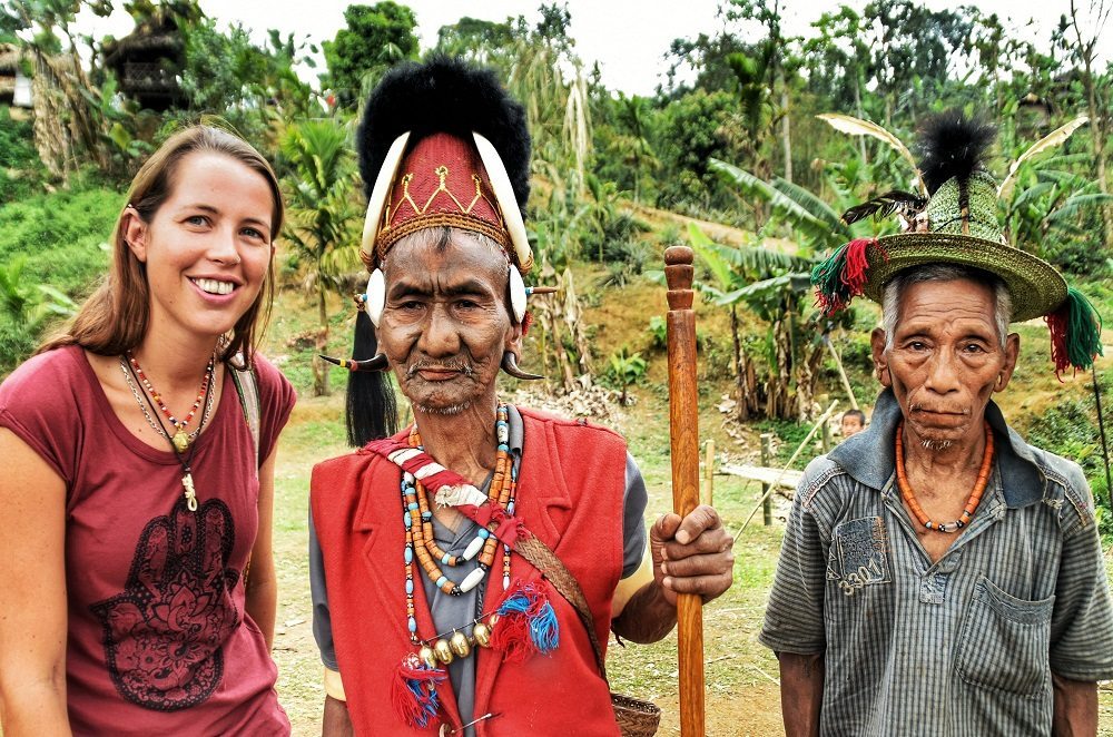 With the Konyak King and friend in Nagaland