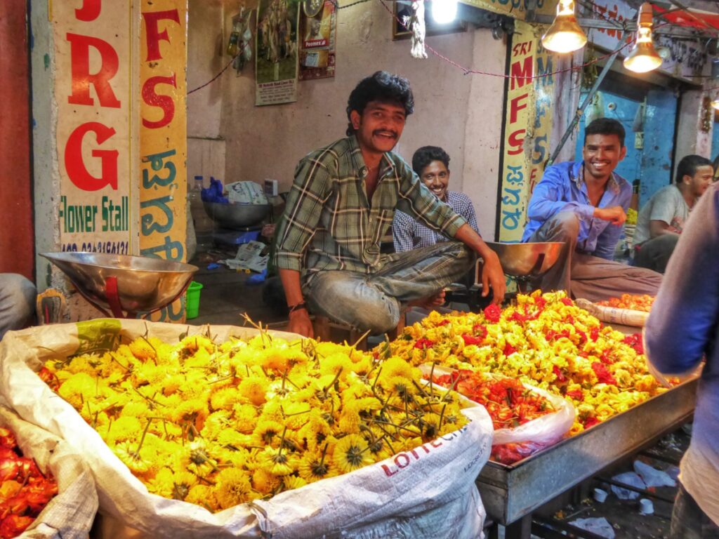 At Devaraja Market in Mysore - not everyone is out to scam you in India although at first it can seem like it