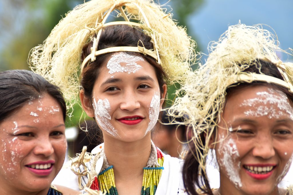 Galo people dressed in traditional dress for the Mopin Festival