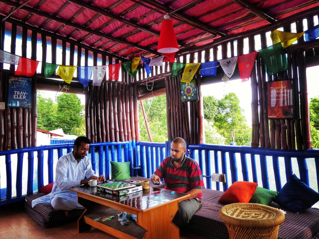 The cool roof top hangout area at Zostel Hostel in Bir