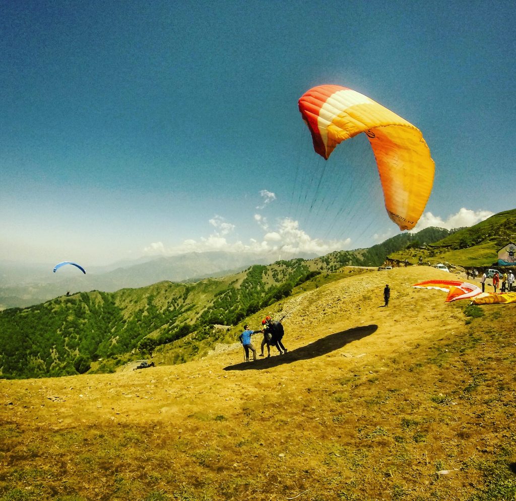 Taking off for paragliding in Bir Billing, India