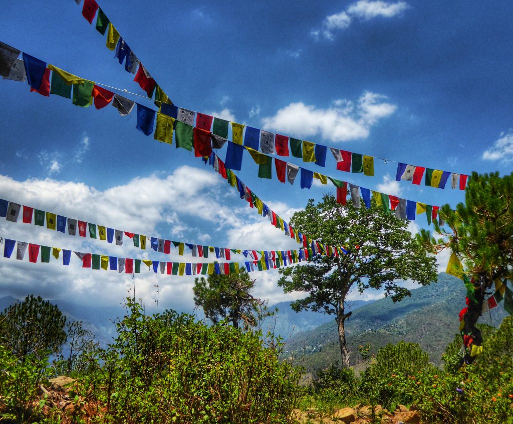 Colourful Tibetan prayer flags are all around Bir Billing spreading prayers and good blessings in the wind