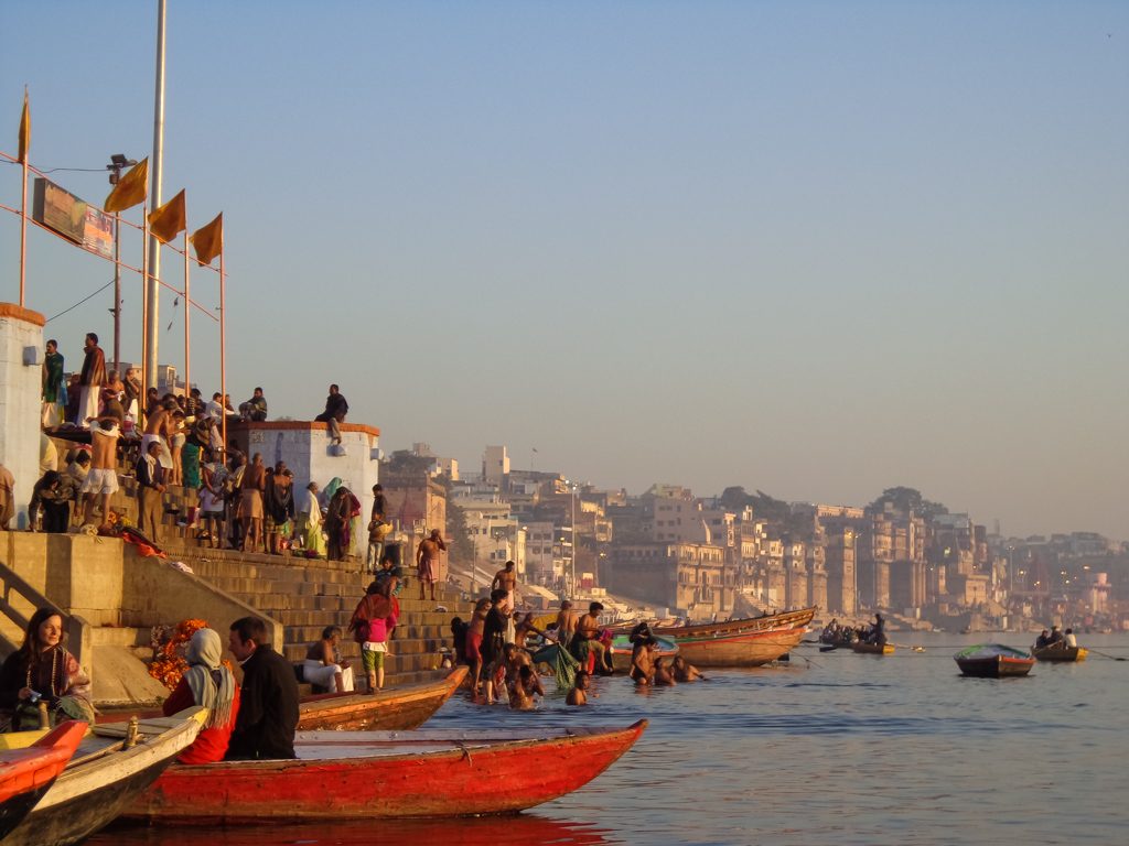 Along the ghats of the holy River Ganges in Varanasi 