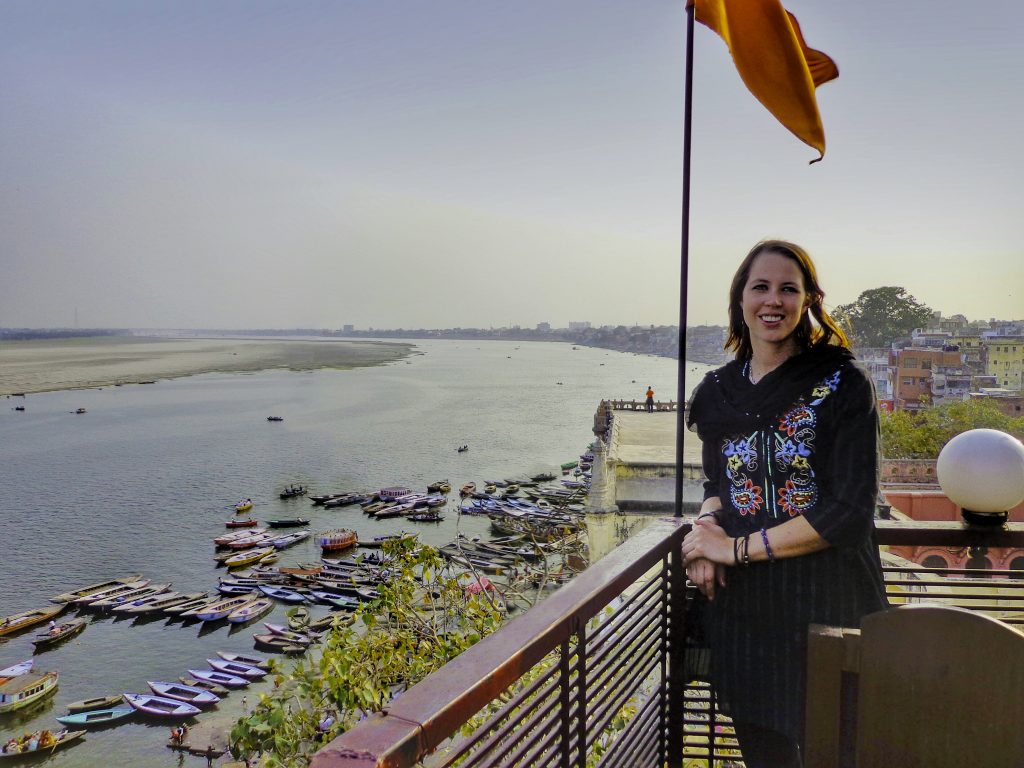 In Varanasi overlooking the river Ganges 