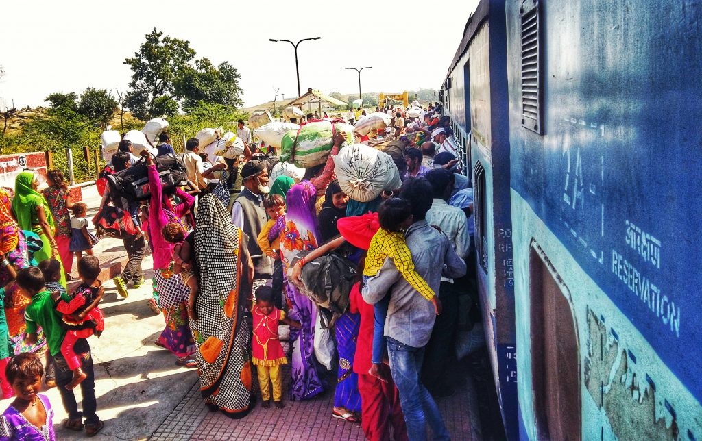 The scram for seats in the unreserved carriages on Indian trains