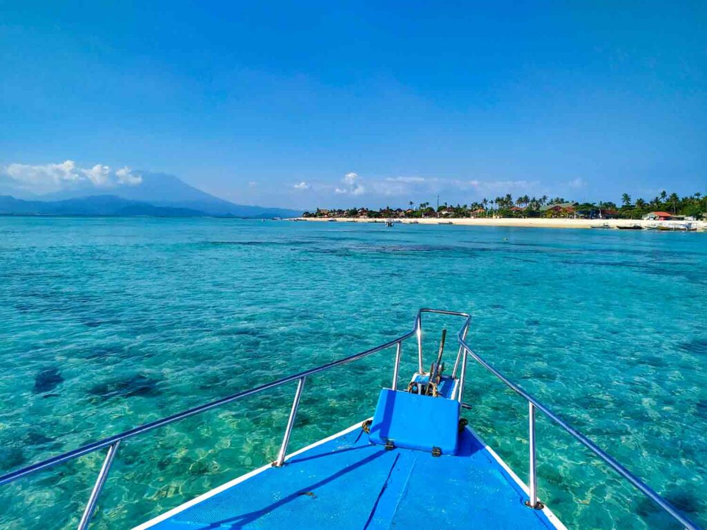 boat over to nusa lembongan island in bali