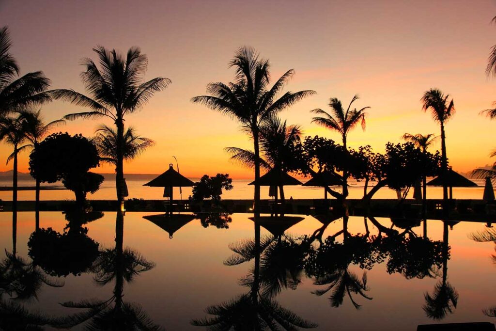 bali resort at sunset