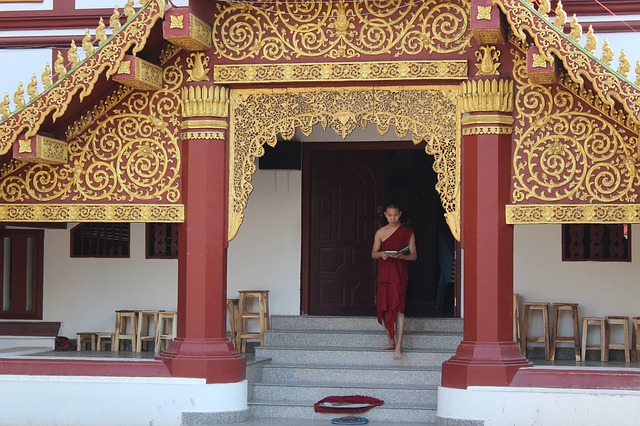 monk at a temple in thailand