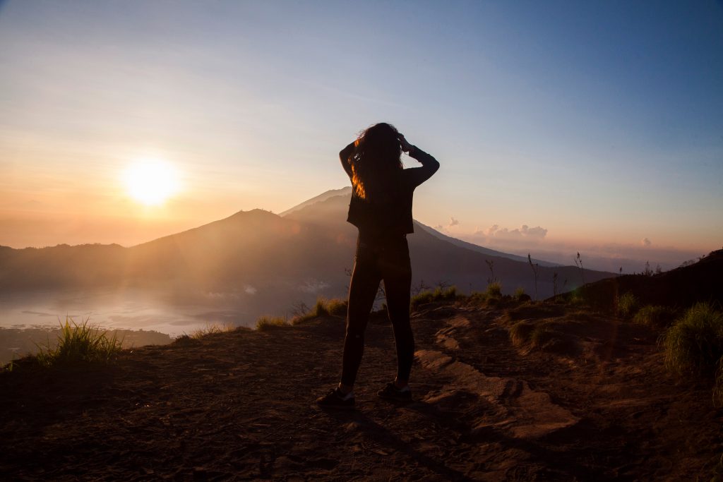 Woman on top of Mt Batur