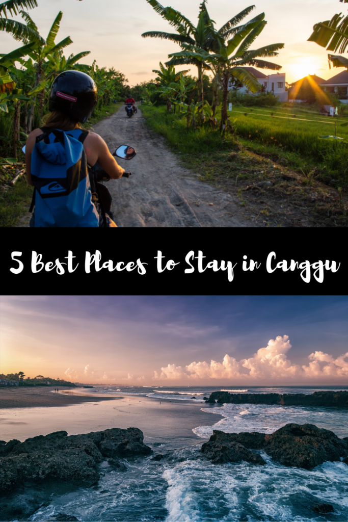 Riding through rice fields. Photo credit: Swuerfel (Shutterstock) & Sunset on Canggu Beach. Photo credit: HuxleyMedia (Shutterstock)